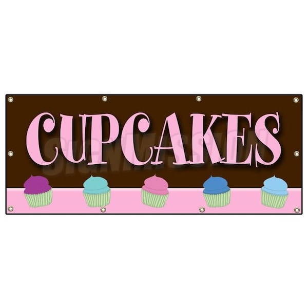 Cupcakes Banner Heavy Duty 13 Oz Vinyl with Grommets Single Sided